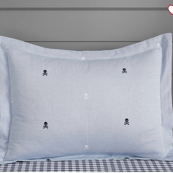 PBKids Oxford Embroidered Skull Duvet Cover & Sham - Picture 2 of 3